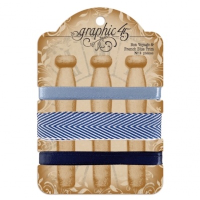 Três fitas azuis em cartão decorativo com texto Graphic 45