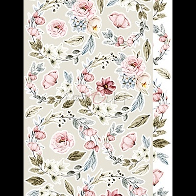 Papel de parede ou tecido com padrão floral em tons pastel e bege