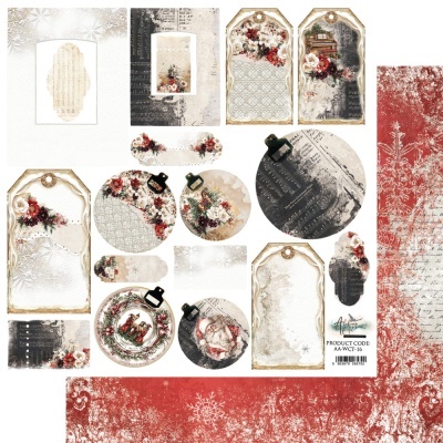 Papéis decorativos para scrapbooking e etiquetas natalícias com motivos florais e de Natal