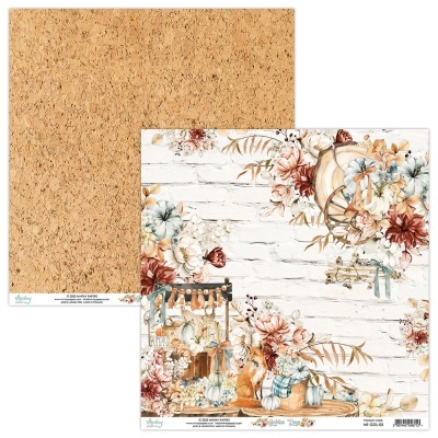 Papel decorativo dupla face com padrão cortiça e floral rústico