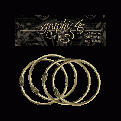 Quatro argolas de binder de bronze em fundo preto com texto