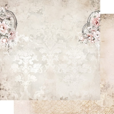 Papel de parede floral clássico em tons creme e rosa