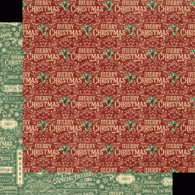 Papel de embrulho natalício com padrão vermelho e texto dourado