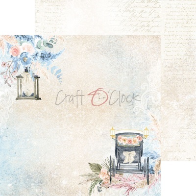 Papéis decorativos vintage com carruagem, flores e texto 'Craft O'Clock'
