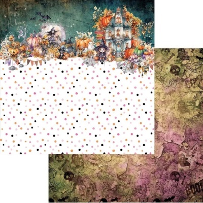 Papéis decorativos de Halloween com padrões coloridos e assustadores