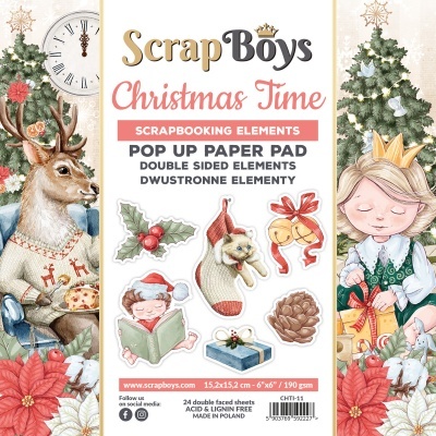 Bloco de papel ScrapBoys Christmas Time com elementos de Natal ilustrados
