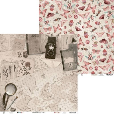 Papéis de embrulho com padrões de insetos e mapas em estilo vintage