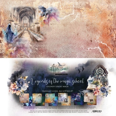 Imagem artística com tema de escola de magia, flores e arquitetura gótica