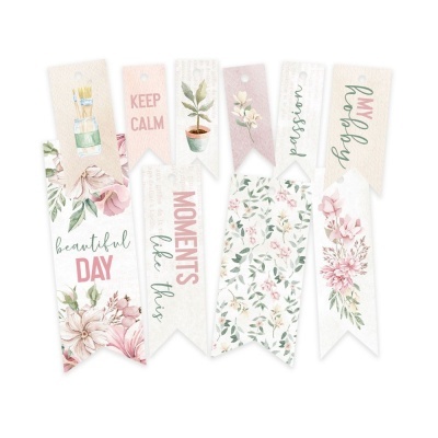 Conjunto de marcadores de páginas florais com textos motivacionais em inglês.