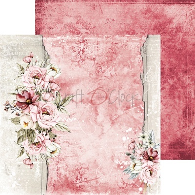 Papel decorativo floral rosa e vermelho com textura envelhecida