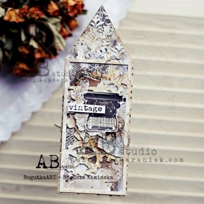 Marcador de livro artesanal vintage com imagem de máquina de escrever