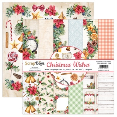 Folhas de papel decorativo natalício para scrapbooking com vários padrões festivos