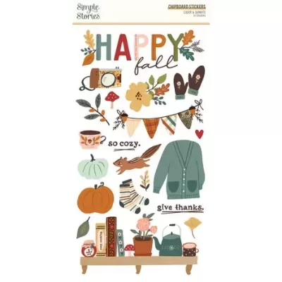 Autocolantes em cartão com tema de outono e elementos decorativos coloridos
