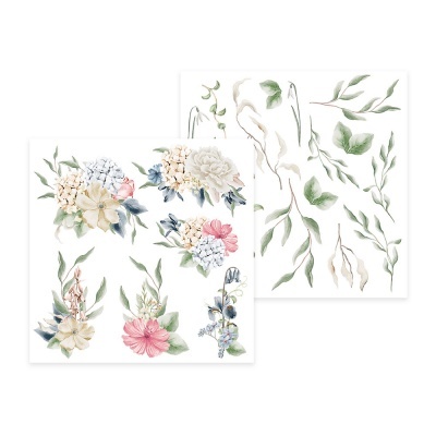 Autocolantes decorativos com flores e folhas em tons suaves