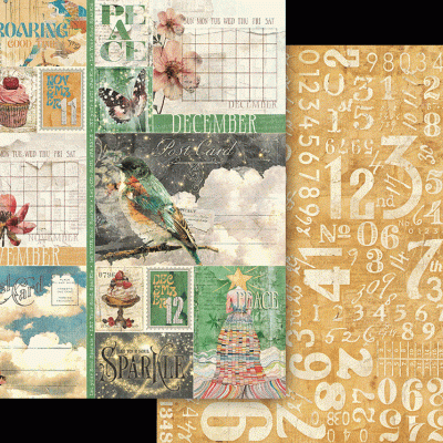 Folhas de papel decorativas para scrapbook com diferentes temas e padrões vintage em várias cores