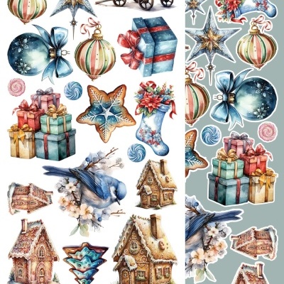 Autocolantes natalícios coloridos com temas de Natal variados