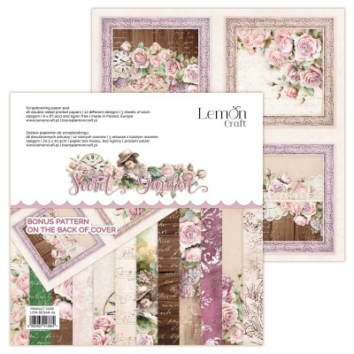 Bloco de papel de scrapbook Lemon Craft com padrões florais e vintage em rosa e castanho