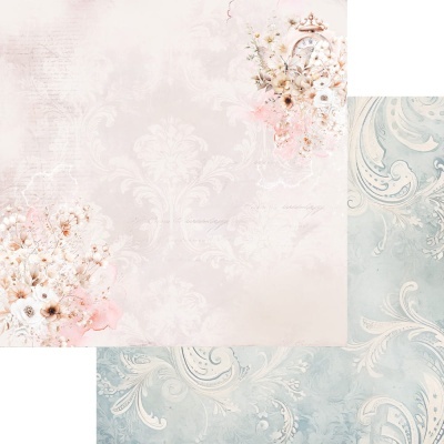 Papéis decorativos com padrões florais e arabescos em tons rosa e azul