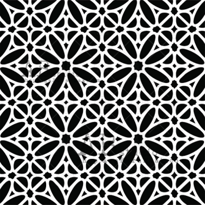 Padrão geométrico floral branco e preto