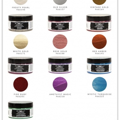 Frascos de pasta de cobertura Art Extravagance em várias cores com tampas pretas