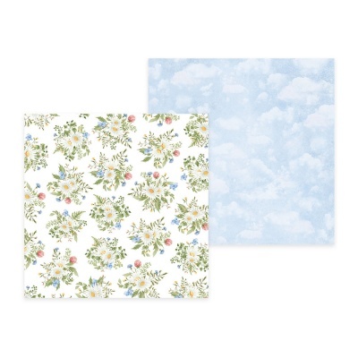 Papéis decorativos com padrão floral e de nuvens