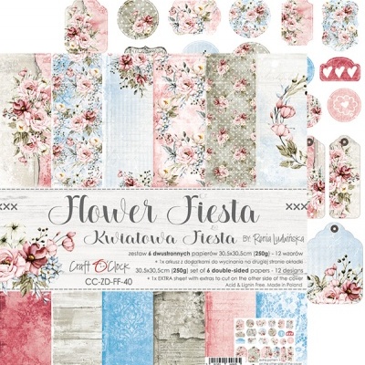 Conjunto de papel floral vintage para artesanato com várias folhas e elementos recortáveis