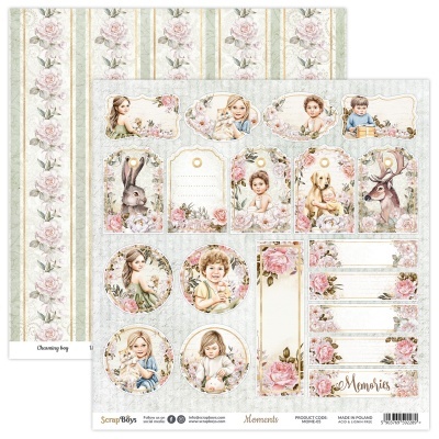 Papel decorativo para scrapbook com imagens vintage de crianças, animais e flores cor-de-rosa