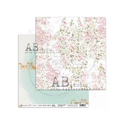 Papel decorativo para scrapbooking com padrão floral e padrão abstrato azul