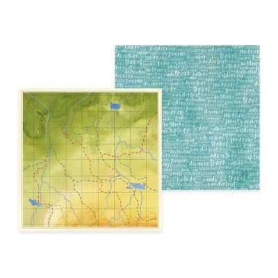 papel estampado com mapa topográfico e padrão de texto manuscrito