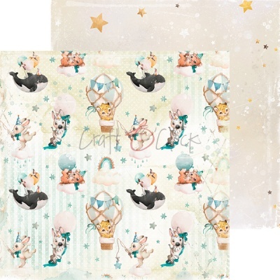 Papel de embrulho infantil com padrões de animais e balões de ar quente