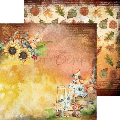 Papel decorativo outonal com girassóis, pássaros e flores