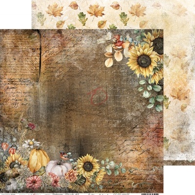 Papel decorativo de outono com folhas, flores e escrita manuscrita