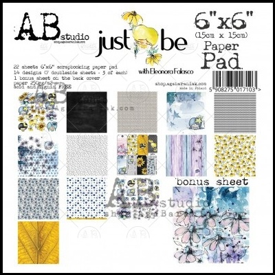 Bloco de papel para scrapbook AB Studio 'just be' com padrões florais e vários designs coloridos