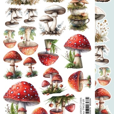 Autocolantes de cogumelos ilustrados coloridos