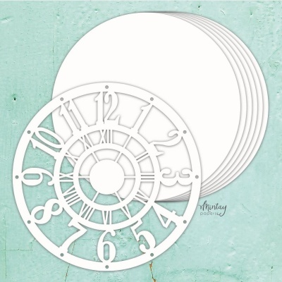 Conjunto de tachos redondos brancos com tampa decorativa de relógio branco