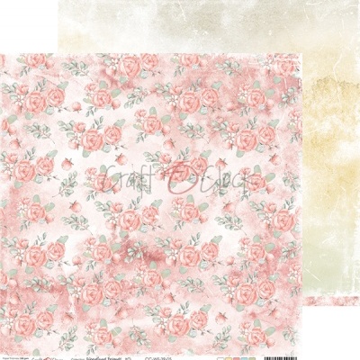 Papel decorativo floral com rosas cor-de-rosa e texto Craft O'Clock