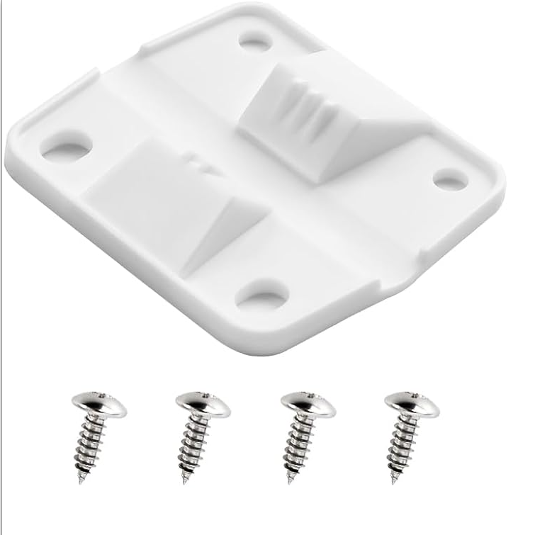 Conjunto de 2 dobradiças de substituição Coleman Base plástica branca com quatro parafusos prateados