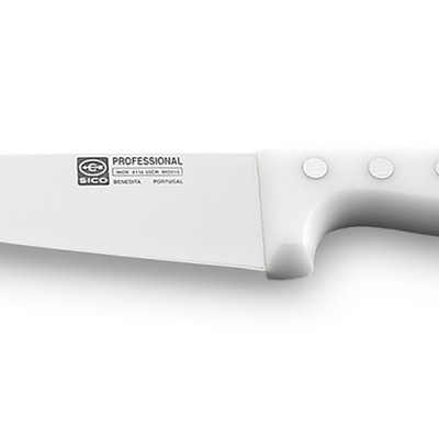 Faca profissional de cozinha branca com cabo plástico