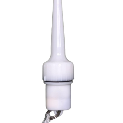 Bico dosador de plástico branco com ponta estreita