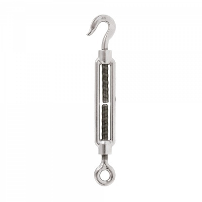 Tensionador metálico prateado com gancho e olhal