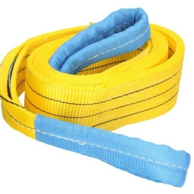 Cinta de elevação amarela com extremidades azuis em tecido resistente