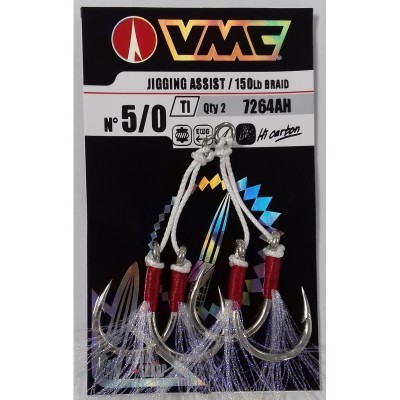 Gancho de pesca VMC Jigging Assist nº 5/0 com franjas prateadas