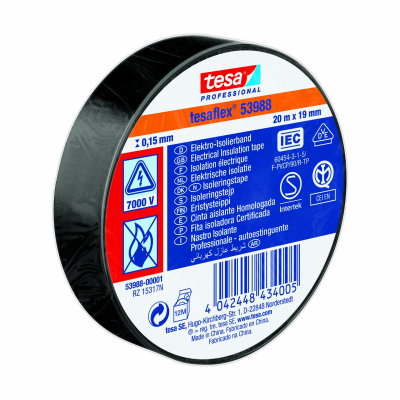 Rolo de fita isolante elétrica preta tesa PROFESSIONAL tesaflex 53988
