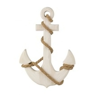 Âncora decorativa branca com corda natural