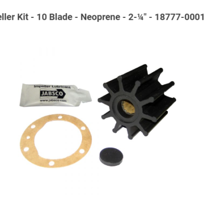 Kit de impulsor com lâminas, tubo de lubrificante, junta e peça redonda em fundo branco