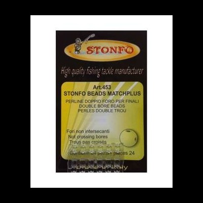 Pérolas duplas transparentes para pesca STONFO BEADS MATCHPLUS embalagem preta e amarela