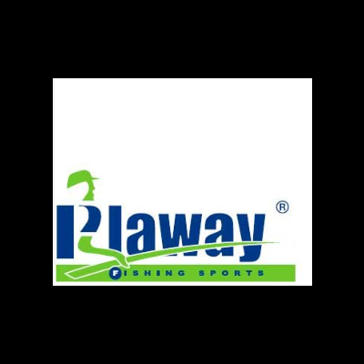 Logotipo da Plaway Fishing Sports com pescador estilizado verde