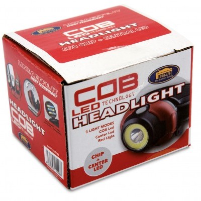 Caixa de luz de cabeça LED COB com embalagem vermelha e branca