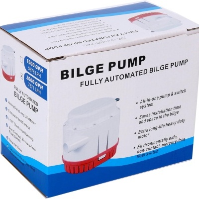 Caixa de bomba de porão automática BILGE PUMP com detalhes técnicos e características