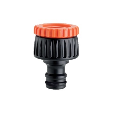 Conector de mangueira de jardim preto com topo laranja